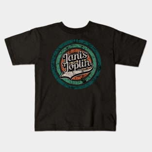 Janis Joplin // Retro Circle Crack Vintage Kids T-Shirt